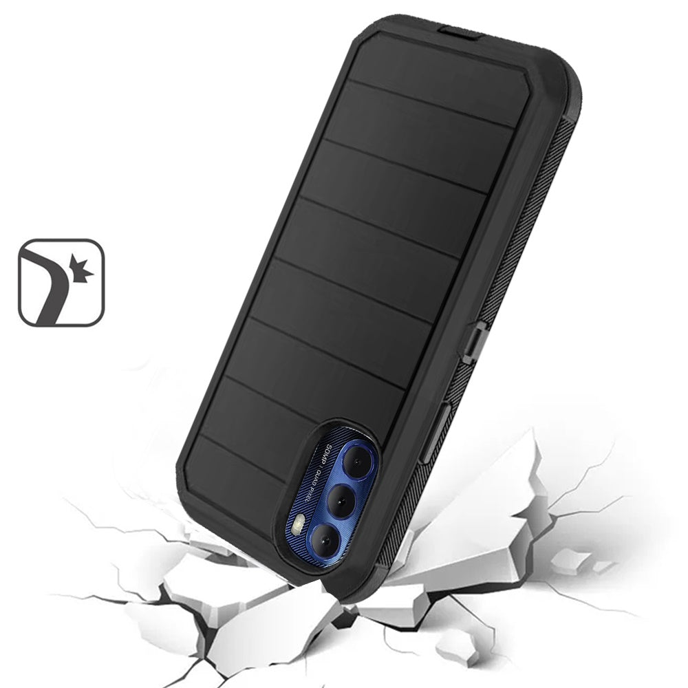 For Motorola Moto G Stylus 2022 4G Combo 3in1 Holster Heavy Duty Rugged with Swivel Belt Clip and Kickstand Black Phone Case Cover