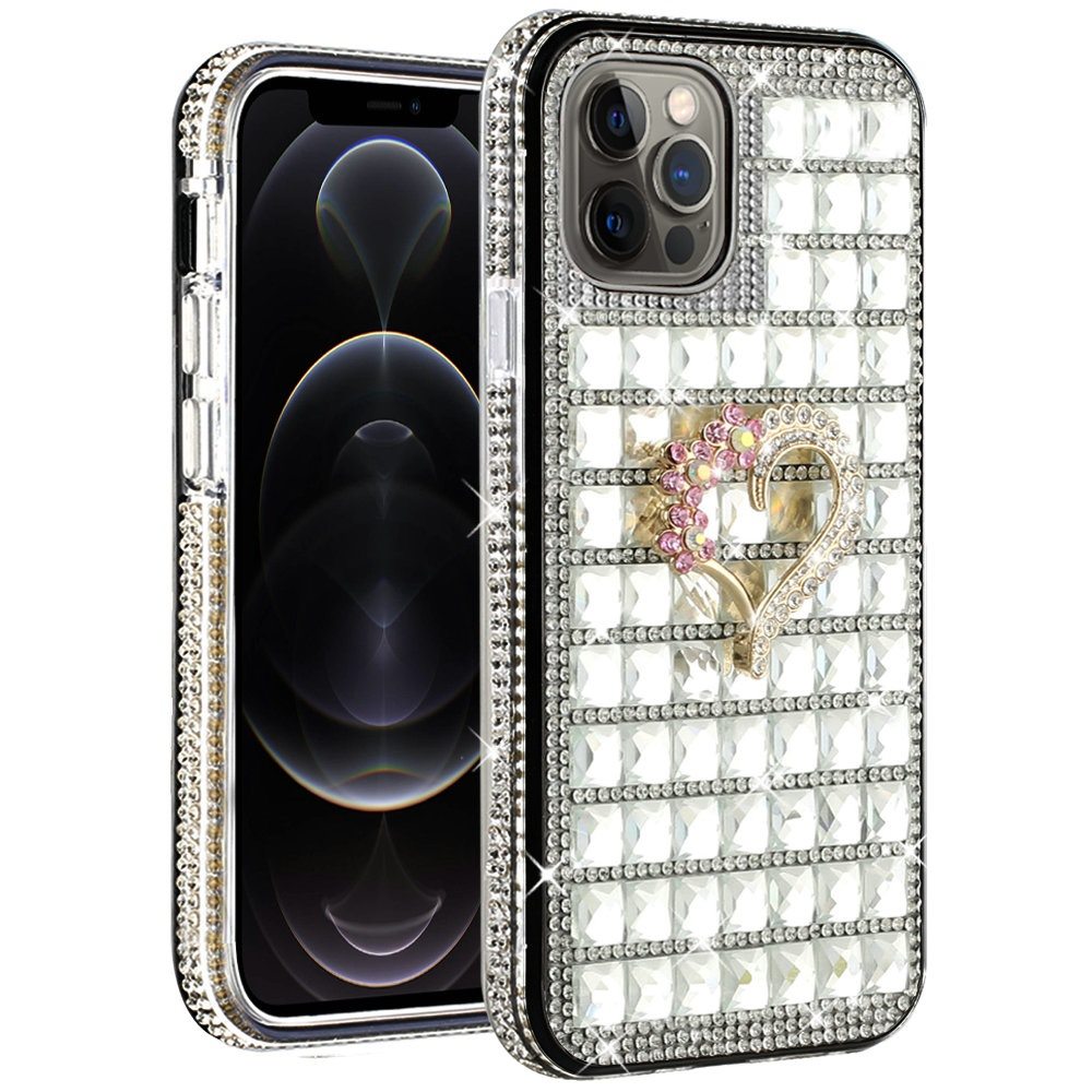 For Apple iPhone SE 2022 /SE 2020/8/7 Fashion Luxury 3D Bling Diamonds Rhinestone Jeweled Ornament Crystal Hybrid Hard  Phone Case Cover