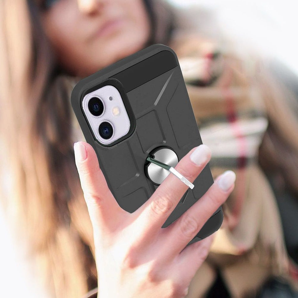 For Apple iPhone 14 /Pro Max Hybrid Ring Stand [360° Rotatable Ring Holder Magnetic Kickstand] Rubber Shockproof  Phone Case Cover