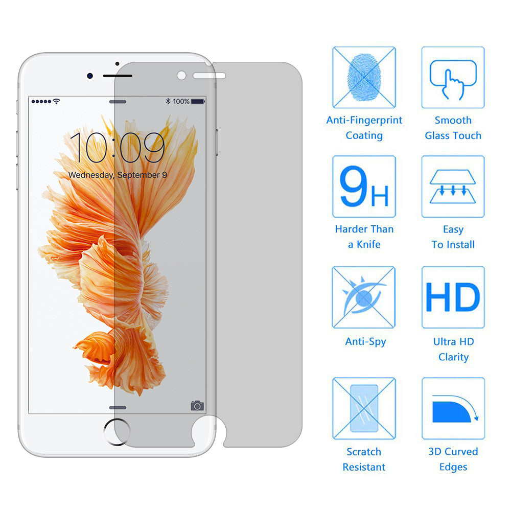 For Apple iPhone SE 3 (2022) Privacy Tempered Glass Screen Protector Full Coverage True Anti-spy Tempered Glass Protector Black Screen Protector