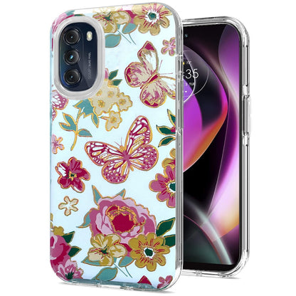 For Motorola Moto G 5G 2022 Stylish Gold Layer Design Hybrid Rubber TPU Hard PC Shockproof Armor Rugged Slim  Phone Case Cover