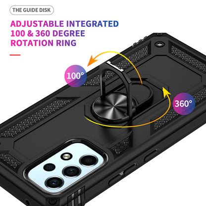 For Samsung Galaxy A53 5G Military Grade Heavy Duty Armor Hybrid with Rotating Metal Ring Kickstand Finger Loop Stand  Phone Case Cover