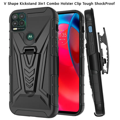 For TCL 20 XE Combo 3 in 1 Rugged Belt Clip Holster Heavy Duty Tuff Hybrid Armor Rugged Hard TPU Rubber with Kickstand Stand  Phone Case Cover