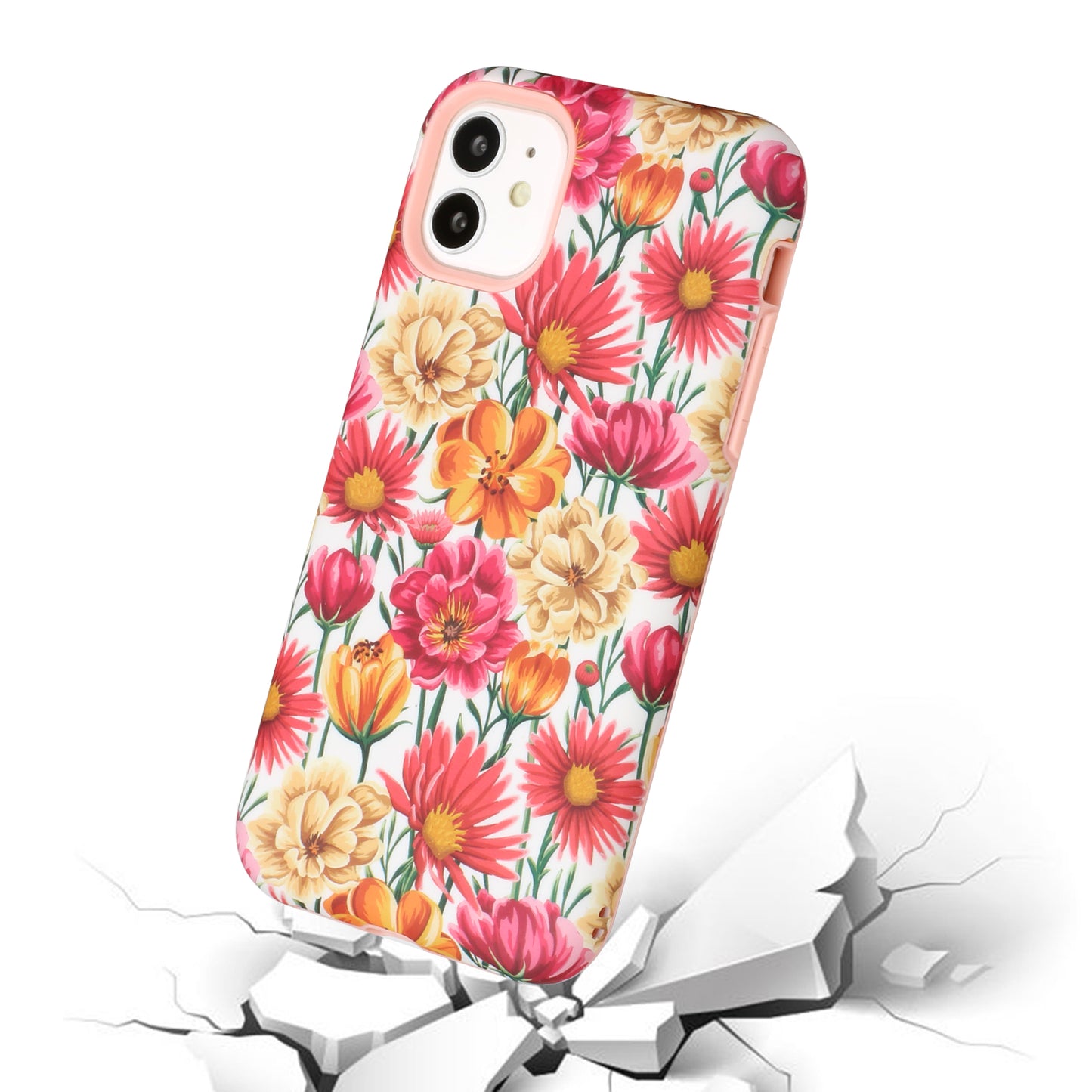 For Apple iPhone 14 Pro Max (6.7") Bliss Floral Stylish Design Hybrid Rubber TPU Hard Shockproof Armor Slim  Phone Case Cover
