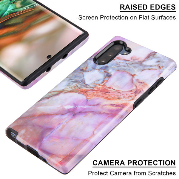 For Samsung Galaxy Note 10 (6.3) Slim Hybrid Dual Layer Shockproof Hard TPU Graphic Fashion Design Marbling Pink Marble Phone Case Cover