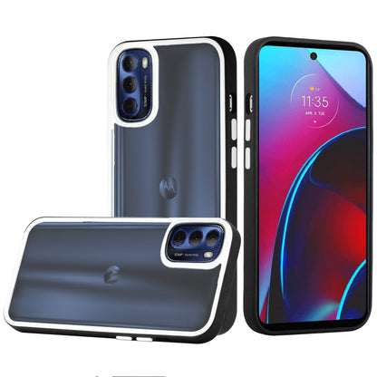For Motorola Moto G Stylus 2022 4G Hybrid Transparent Colored Frame Bumper Hard Back Shockproof Slim TPU Protective  Phone Case Cover