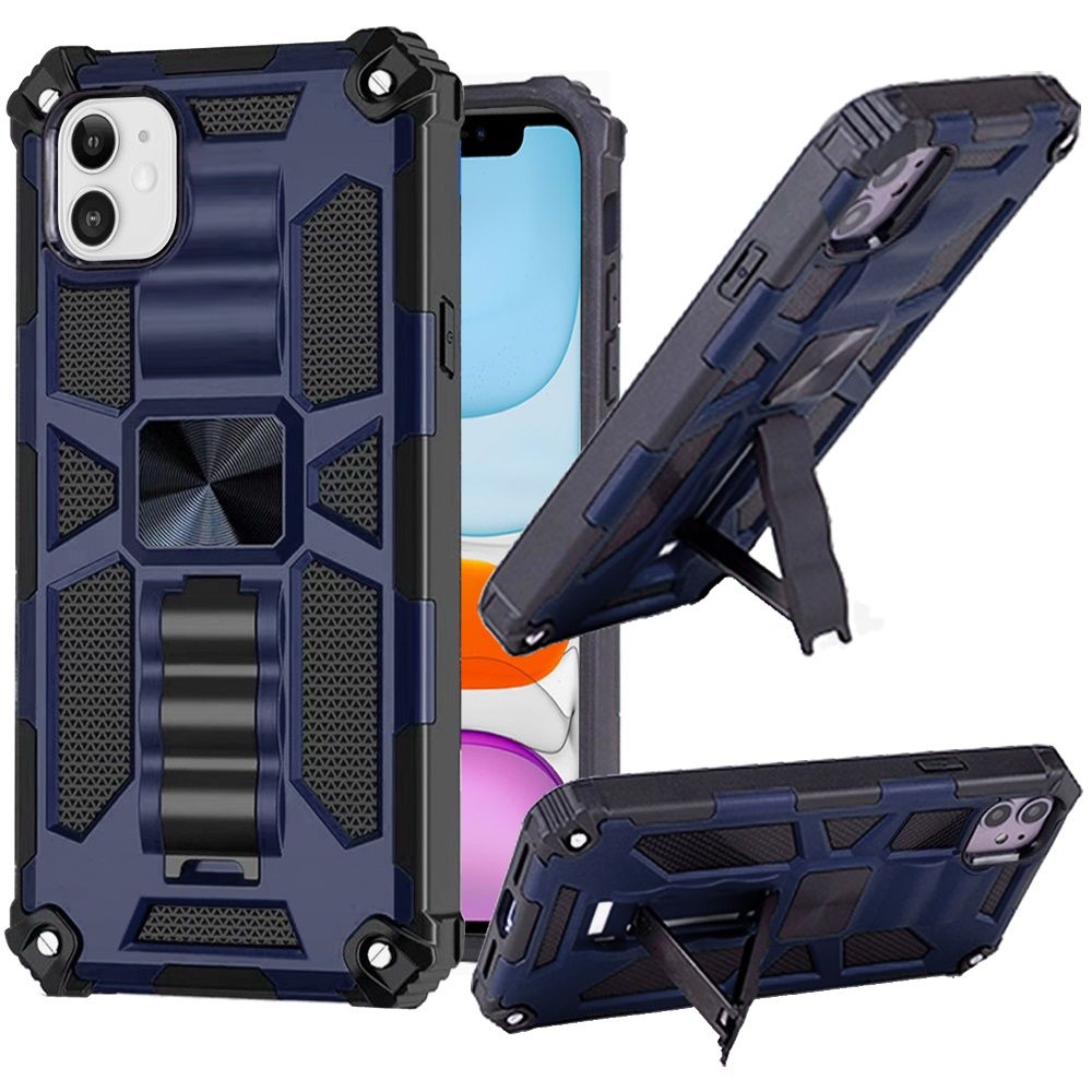 For Apple iPhone 14 Plus (6.7") Heavy Duty Stand Hybrid Shockproof Rugged with Built-in Kickstand Fit Magnetic Car Mount  Phone Case Cover