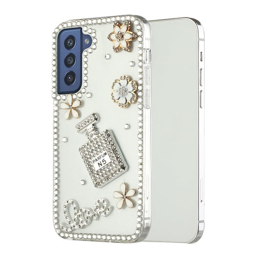 For Samsung Galaxy S21 Ultra Bling Clear Crystal 3D Full Diamonds Luxury Sparkle Rhinestone Hybrid Protective Perfume Hearts Flower Phone Case Cover