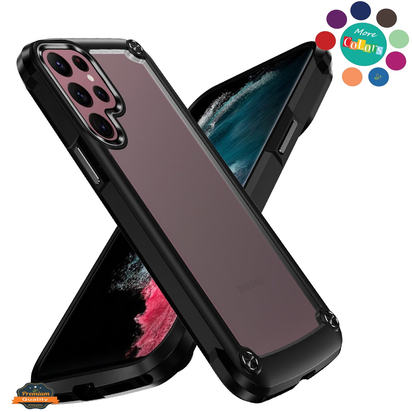 For Apple iPhone 14 Plus (6.7") Hybrid Transparent Rubber Gummy with Metal Buttons & Camera Edges Hard TPU Corner  Phone Case Cover