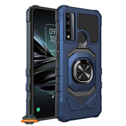 For TCL 30 XE 5G Hybrid Magnetic Car Mount Ring Kickstand Stand Holder Full-Body Armor Protective [Military Grade]  Phone Case Cover