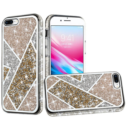 For Apple iPhone 8 Plus/7 Plus/6 6S Plus Glitter Bling Diamond Rhinestone Sparkly Fashion Shiny Fancy Hybrid Rugged  Phone Case Cover