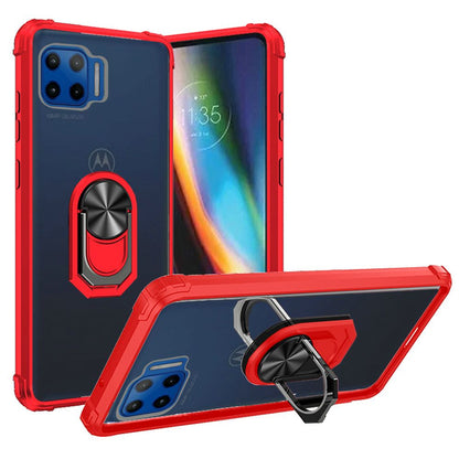For Motorola Moto One 5G, Moto G 5G Plus, Moto One Lite Clear Silicone Shockproof Hybrid Protection Cover Transparent TPU with Magnetic Ring Kickstand  Phone Case Cover