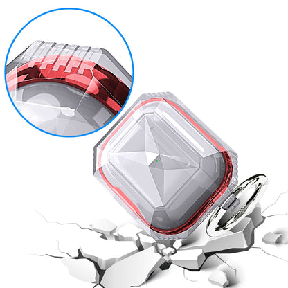 For Apple AirPods 2 & 1 Transparent Diamond Clear Design Shock-Resistant Dustproof [Visible Front LED] [Wireless Charging] with Carabiner  Phone Case Cover