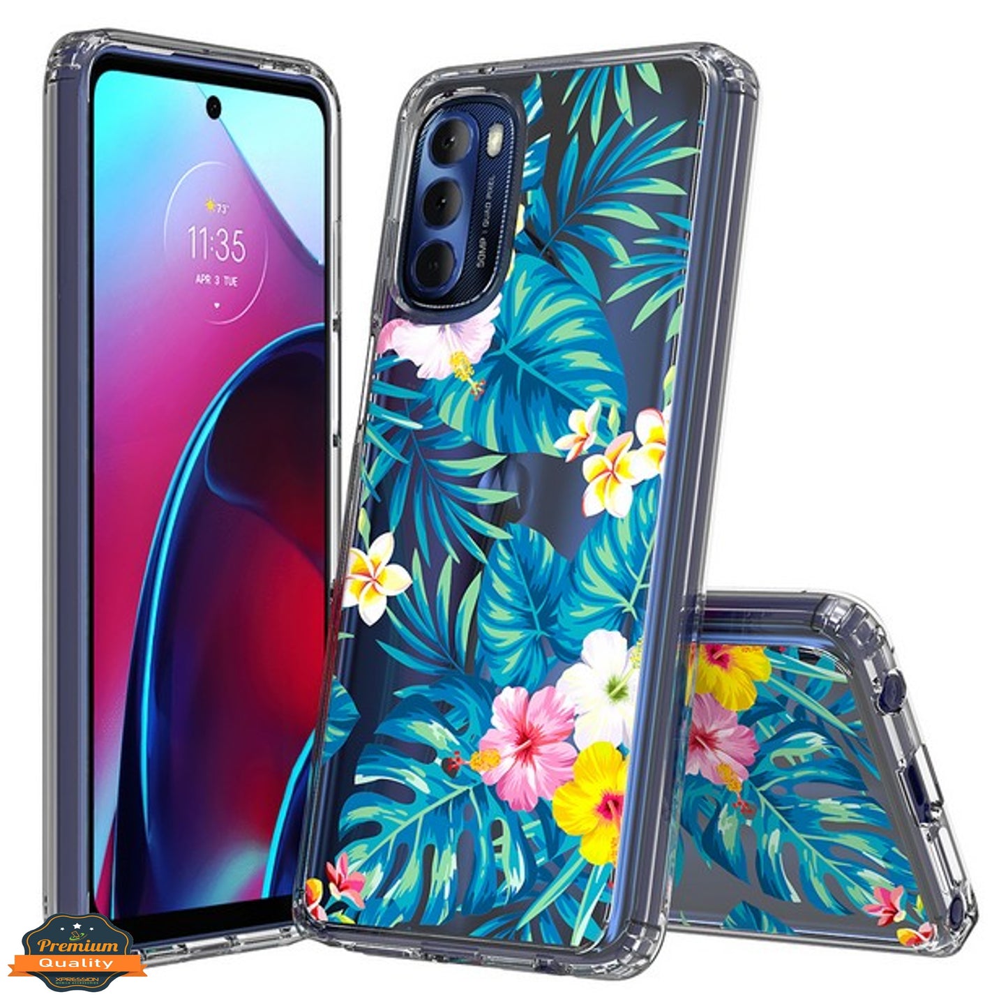 For Samsung Galaxy A03 Core Floral Patterns Design Transparent Silicone Shock Absorption Bumper Slim Hard PC Back  Phone Case Cover