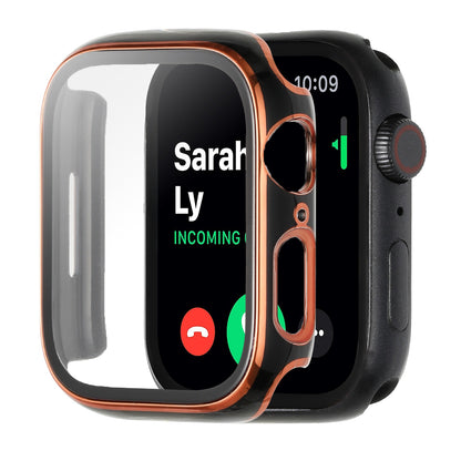 For Apple Watch Series 7/6/SE/5/4/3/2/1 Full Coverage Frame Bumper Chromed with Tempered Glass Screen Protector Hard Cover