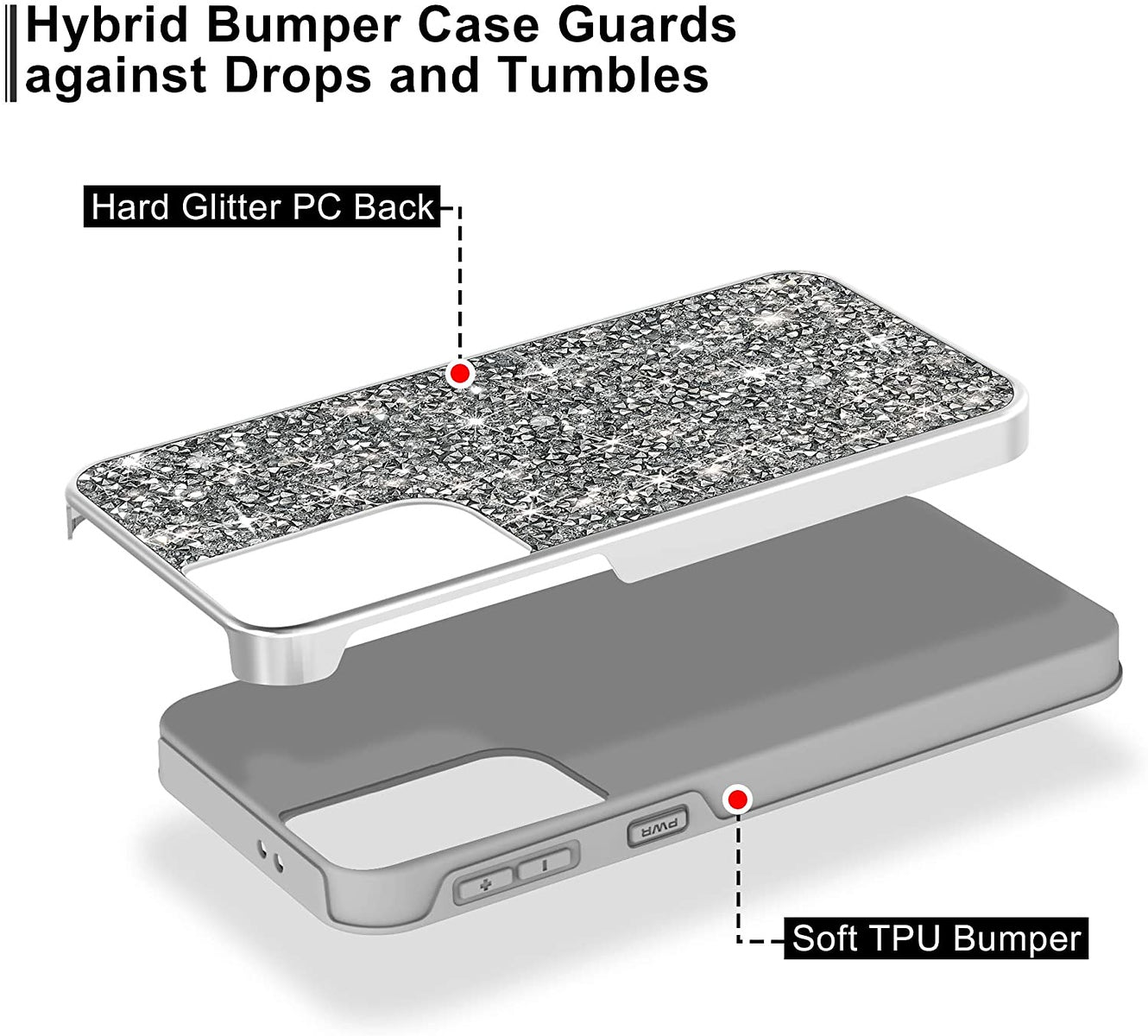 For Apple iPhone SE 3 (2022) SE/8/7 Bling Rhinestone Diamond Shiny Glitter Hybrid Dual Layer Rugged Shell Hard PC TPU  Phone Case Cover