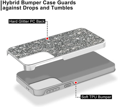 For Apple iPhone SE 3 (2022) SE/8/7 Bling Rhinestone Diamond Shiny Glitter Hybrid Dual Layer Rugged Shell Hard PC TPU  Phone Case Cover