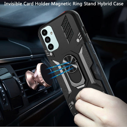 For Samsung Galaxy A33 5G Wallet Case Hybrid Ring Stand with Invisible Credit Card Holder Heavy Duty Shockproof Rugged  Phone Case Cover