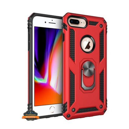 For Apple iPhone 8 Plus/7 Plus/6 6S Plus Hybrid Dual Layer PC + TPU with Ring Stand Metal Kickstand Heavy Duty Armor  Phone Case Cover