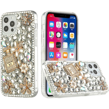 For Motorola Edge+ 2022 /Edge Plus Bling Clear Crystal 3D Full Diamonds Luxury Sparkle Rhinestone Hybrid Protective Pearl Flowers Perfume Phone Case Cover