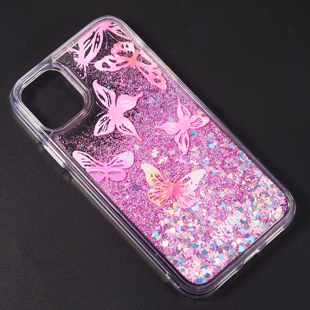 For Apple iPhone 14 /Pro Max Quicksand Waterfall Liquid Glitter Sparkling Design Floating Bling Hybrid  Phone Case Cover