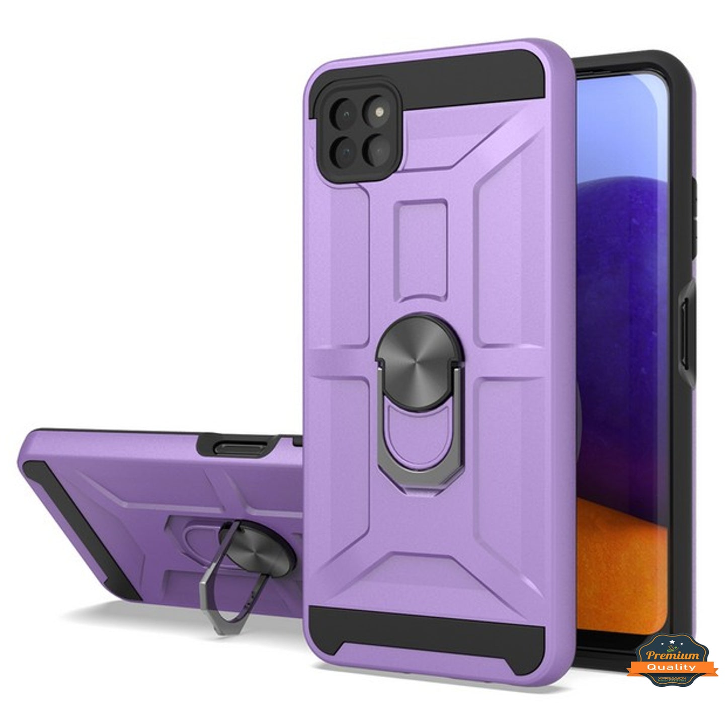 For Samsung Galaxy A03s (2022) Hybrid Ring Stand [360° Rotatable Ring Holder Magnetic Kickstand] Armor Shockproof Rubber TPU Hard  Phone Case Cover