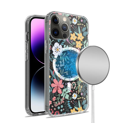 For Apple iPhone 14 Plus (6.7") Hybrid Flower Design Stylish Fashion Thick Cases MagSafe Compatible PC Shockproof  Phone Case Cover
