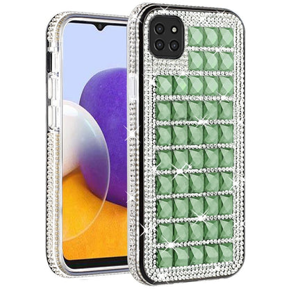 For Boost Mobile Celero 5G Fashion Luxury 3D Bling Diamonds Rhinestone Jeweled Shiny Crystal Hybrid TPU + PC Bumper Hard Black Phone Case Cover