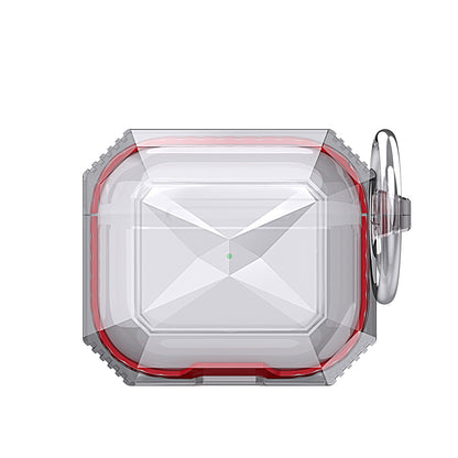 For Apple AirPods 2 & 1 Transparent Diamond Clear Design Shock-Resistant Dustproof [Visible Front LED] [Wireless Charging] with Carabiner  Phone Case Cover