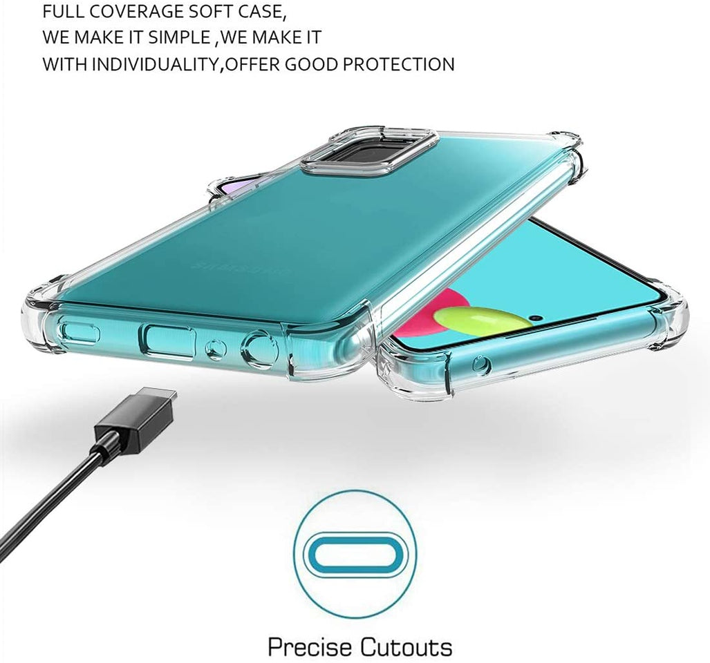 For Samsung Galaxy A03S HD Crystal Clear Hybrid PC+TPU [Four-Corner Protective] Rubber Shockproof Gel Bumper Transparent Clear Phone Case Cover
