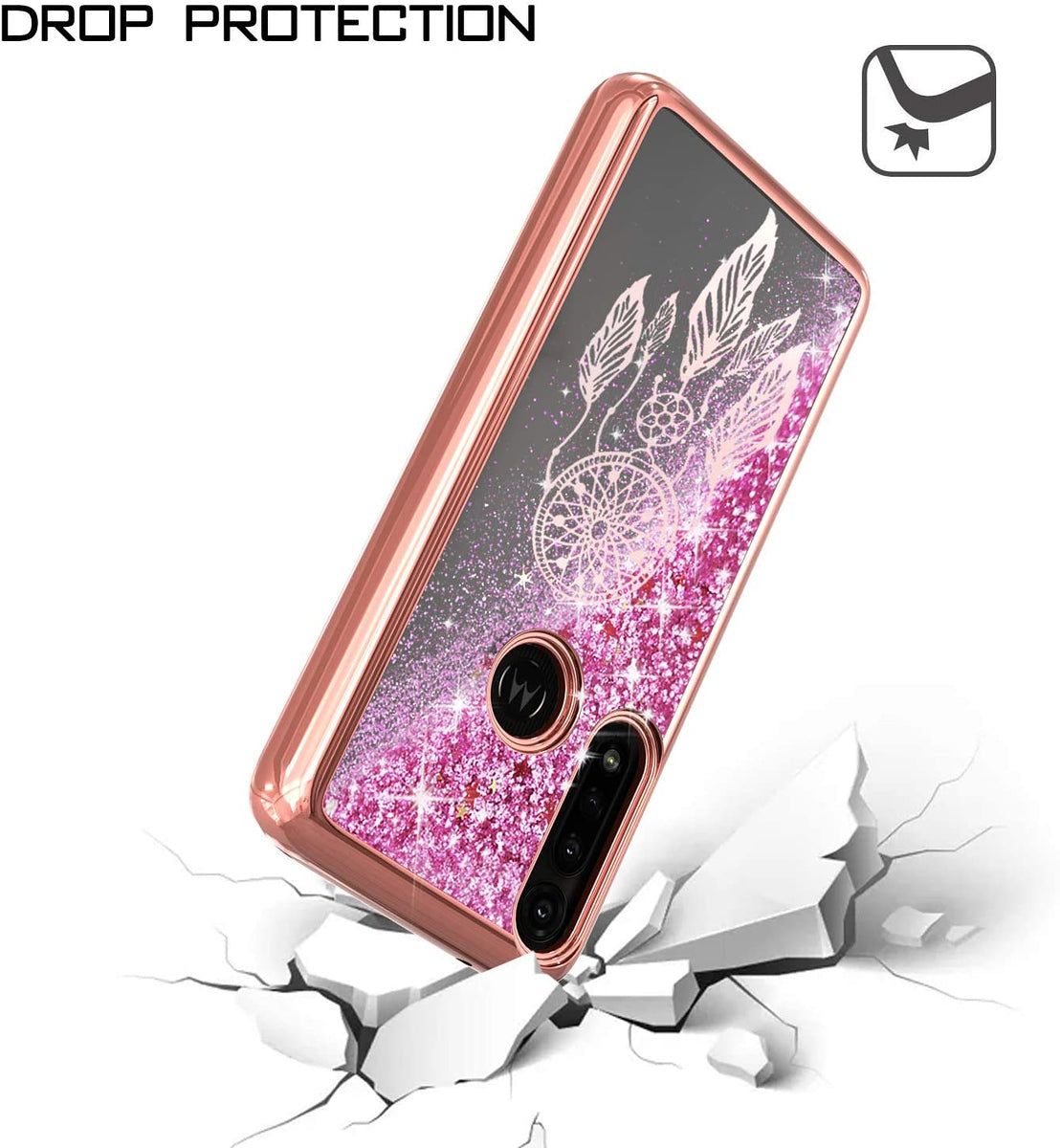 For Apple iPhone 14 (6.1") Quicksand Liquid Glitter Bling Flowing Sparkle Fashion Hybrid TPU and Chrome Plating Hard  Phone Case Cover