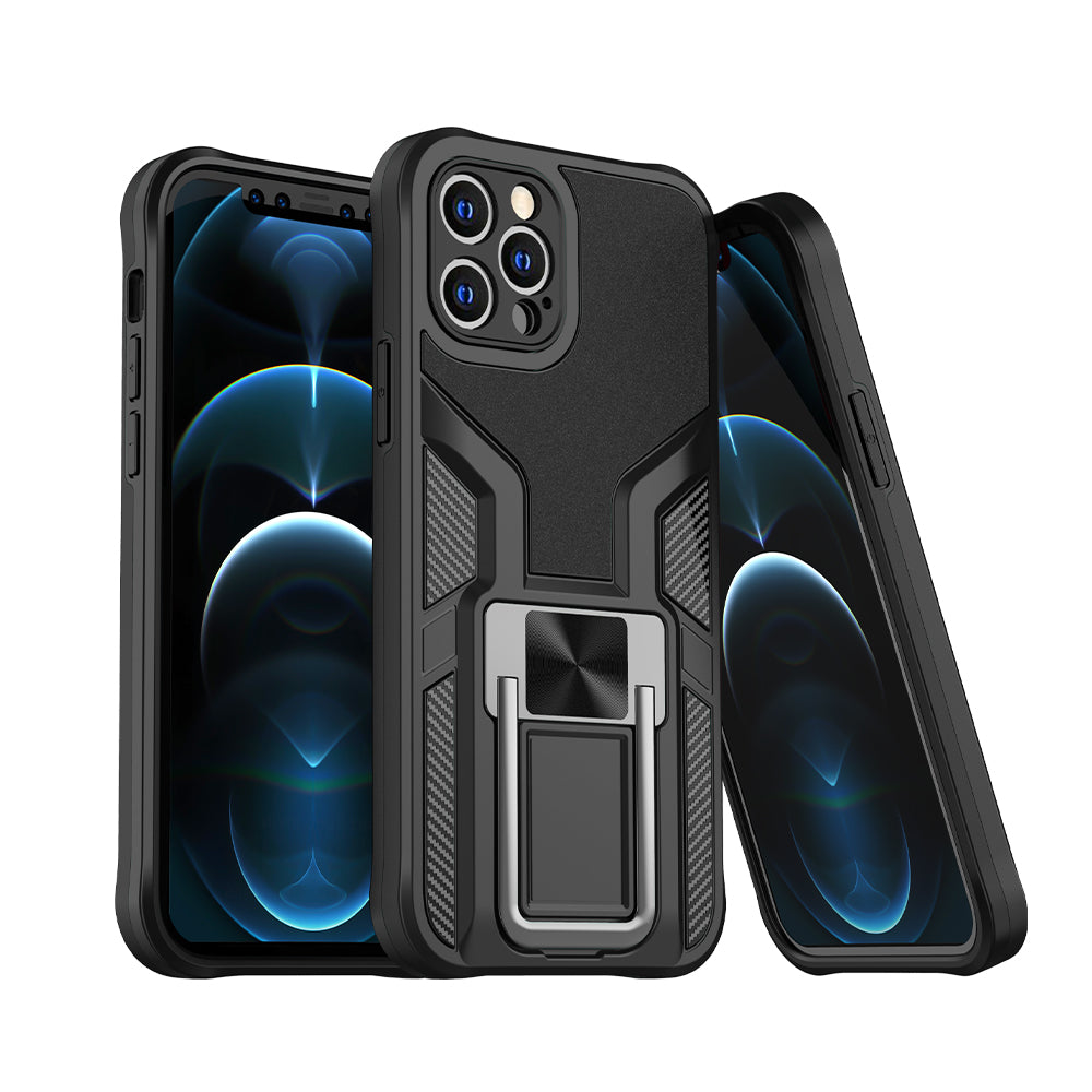 For Apple iPhone 12 Pro Max (6.7") Shockproof [Military-Grade] with Metal Magnetic Kickstand, Hybrid Rugged TPU Heavy Duty  Phone Case Cover