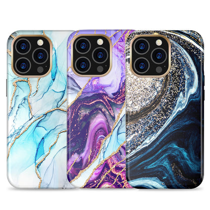For Apple iPhone 14 /Plus Pro Max Eclipse Marble Galaxy IMD Design Glitter Sparkle Hybrid Rubber TPU Slim  Phone Case Cover