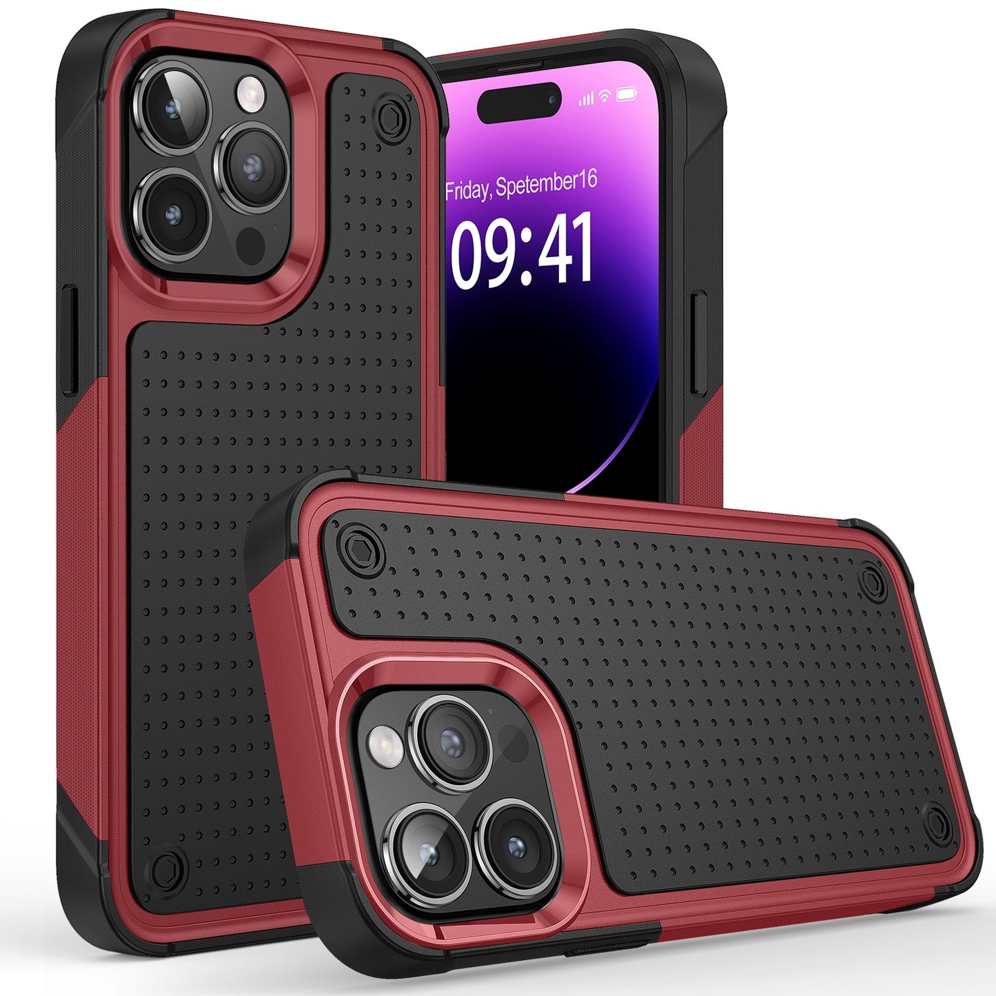 For Apple iPhone 14 /Plus Pro Max Heavy Duty Hybrid Armor Rubber TPU Hard Drop Proof Dot Rugged Tough Durable  Phone Case Cover