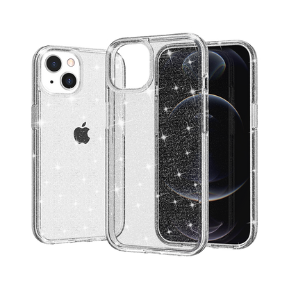 For Samsung Galaxy A03S Transparent Crystal Glitter Shiny Sparkle Bling Sjiny TPU Rubber Hard PC Back Hybrid Armor Frame  Phone Case Cover
