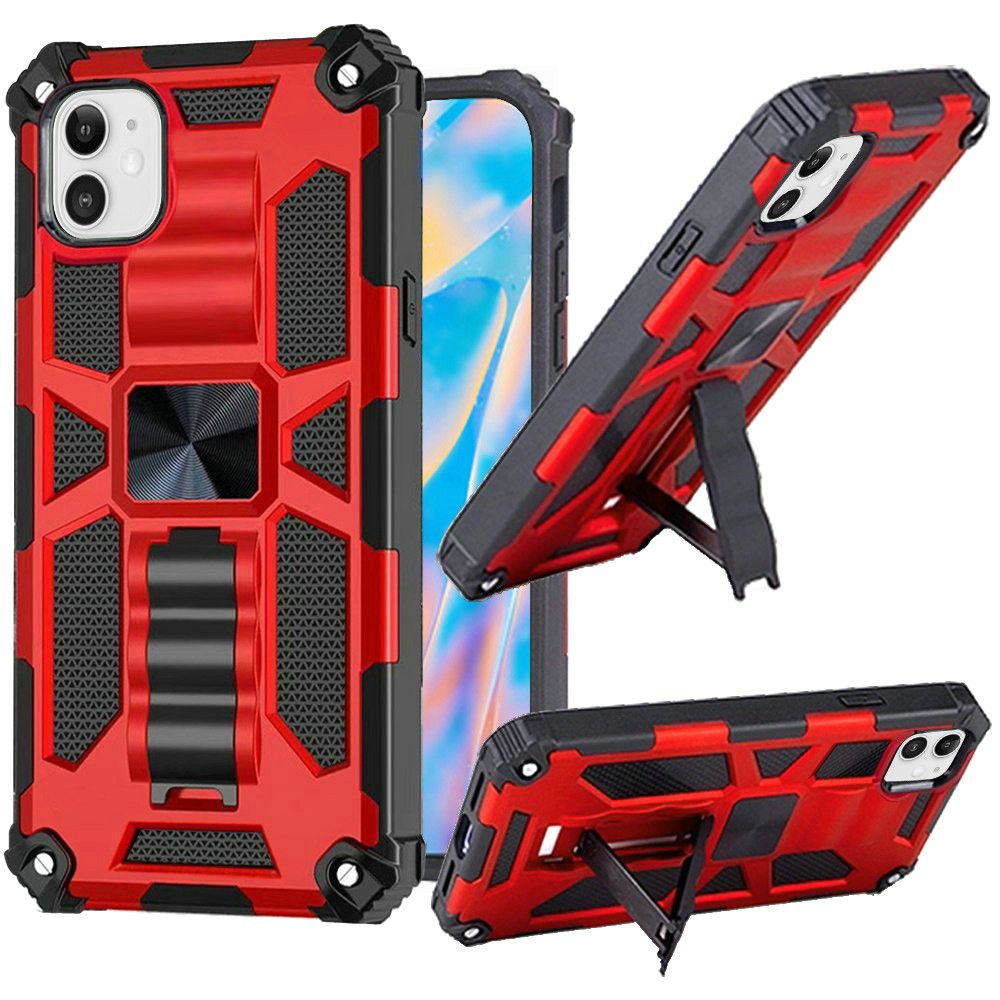 For Apple iPhone 14 Plus (6.7") Heavy Duty Stand Hybrid Shockproof Rugged with Built-in Kickstand Fit Magnetic Car Mount  Phone Case Cover