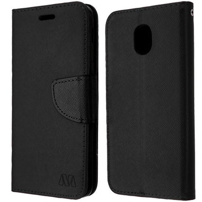 For Samsung Galaxy J3 V /J3 3rd Gen /Galaxy Express Prime 3 PU Leather Wallet with Credit Card Holder Storage Folio Flip Pouch Stand Black Phone Case Cover