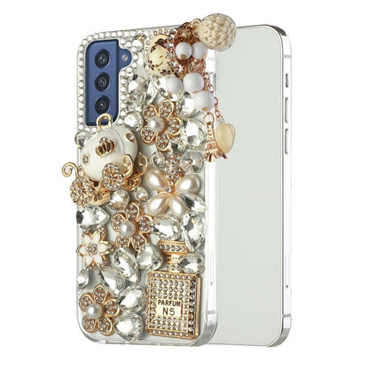 For Samsung Galaxy S22 Ultra Bling Crystal 3D Full Diamonds Luxury Sparkle Transparent Rhinestone Hybrid Protective  Phone Case Cover