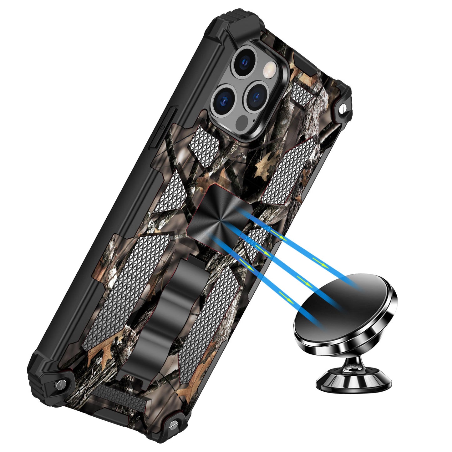 For Apple iPhone 14 Pro (6.1") Heavy Duty Hybrid Camouflage Fold Slide Kickstand [Military Grade] Rugged Protective Camo Army Phone Case Cover