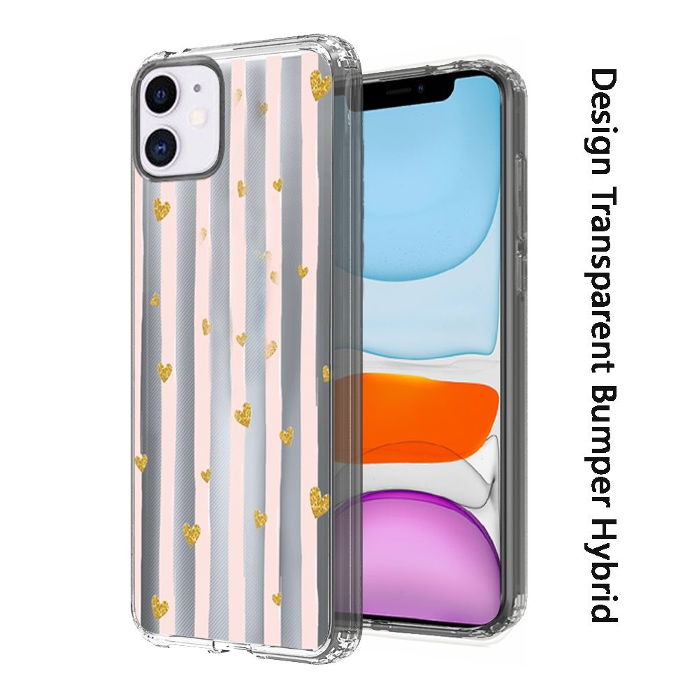 For Apple iPhone 13 (6.1") Fashion Hybrid Design Image Transparent Rubber TPU Protector Thin Shell Back PC Armor  Phone Case Cover