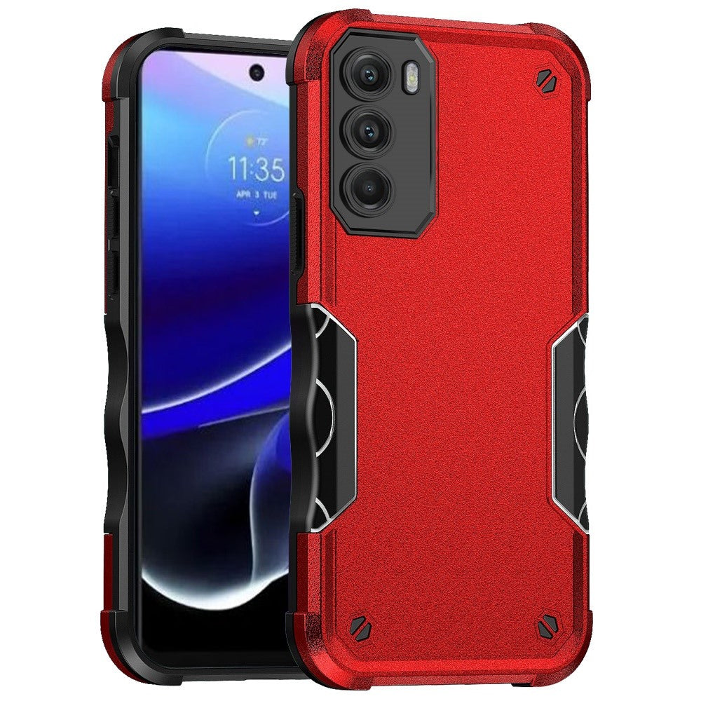 For Apple iPhone 14 Pro (6.1") Tough Shockproof Hybrid Heavy Duty Dual Layer TPU Bumper Rugged Rubber Defend Armor Red Phone Case Cover
