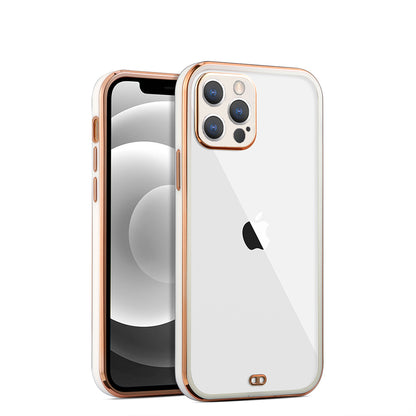 For Apple iPhone 13 /Pro Max Hybrid PC Bumper Plating with Raised Camera Protection Shockproof Slim Frame TPU Protective  Phone Case Cover