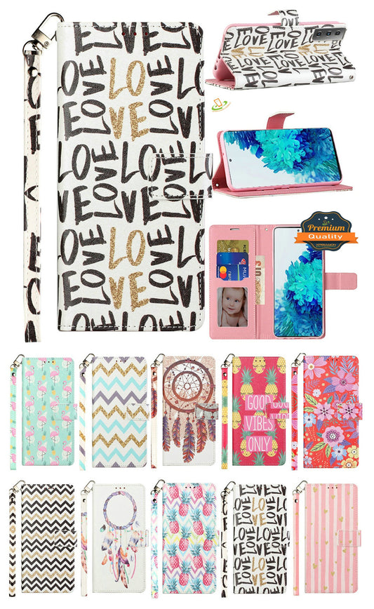 For Samsung Galaxy A22 5G Design Wallet Case ID Money Credit Card Holder Leather Folio Pocket Flip Pouch & Strap  Phone Case Cover