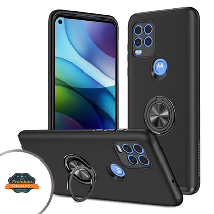 For Apple iPhone 14 (6.1") Rubber Hybrid 360° Ring Holder Stand Kickstand Fit Car Mount Shockproof Bumper Protection  Phone Case Cover