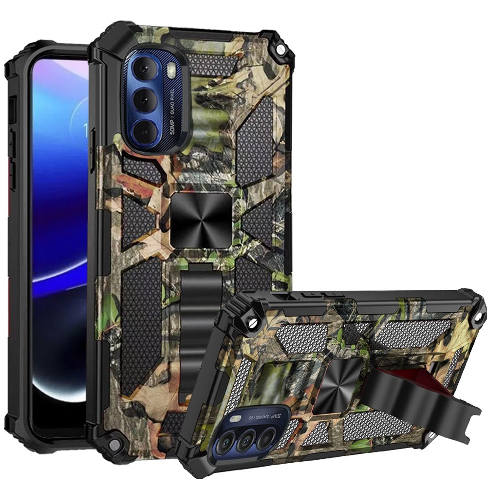 For Motorola Moto G Stylus 5G 2022 Heavy Duty Hybrid Camouflage [Military Grade] Rugged Fit Magnetic Car Mount Stand  Phone Case Cover