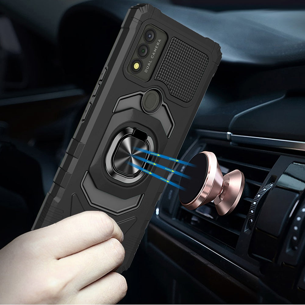For Wiko Voix Hybrid Dual Layer with 360° Rotate Magnetic Ring Stand Holder Kickstand, 2in1 TPU Rugged PC Shockproof  Phone Case Cover
