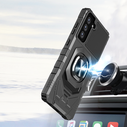 For Samsung Galaxy S21 FE /Fan Edition Hybrid Dual Layer with Rotate Magnetic Ring Stand Holder Kickstand, Rugged Shockproof Anti-Scratch Protective  Phone Case Cover