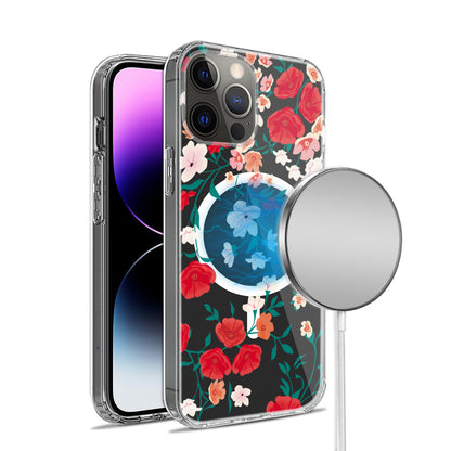 For Apple iPhone 14 Pro Max (6.7") Hybrid Flower Design Stylish Fashion Thick Hard MagSafe Compatible  Phone Case Cover