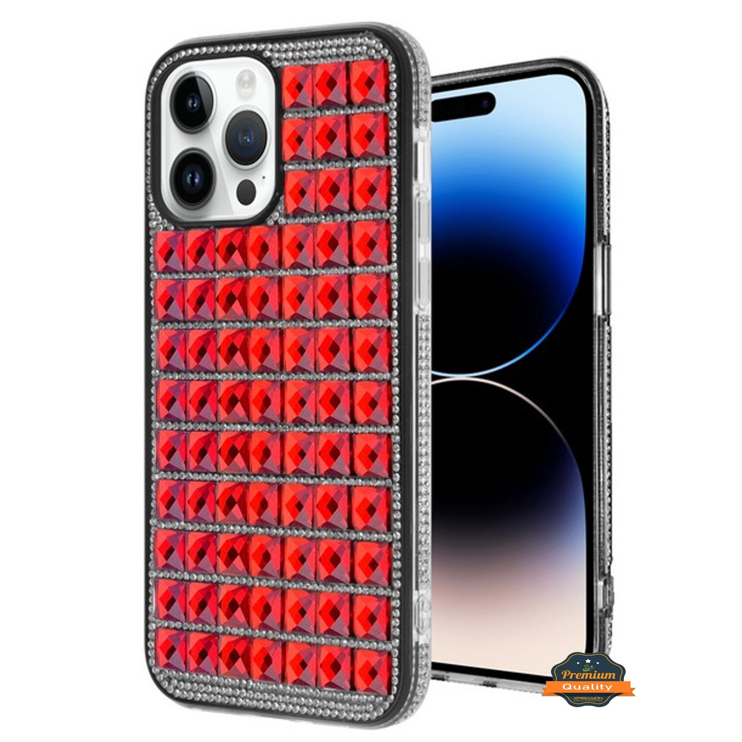 For Apple iPhone 14 /Plus Pro Max Diamonds Sparkle 3D Crystal Glitter Bling Shiny Rhinestone Hybrid Protective  Phone Case Cover