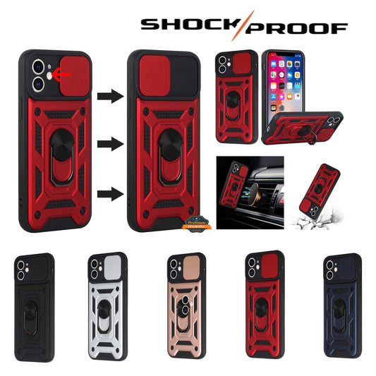 For Samsung A03 Core Hybrid Cases with Slide Camera Lens Cover and Ring Holder Kickstand Rugged Dual Layer Heavy Duty  Phone Case Cover